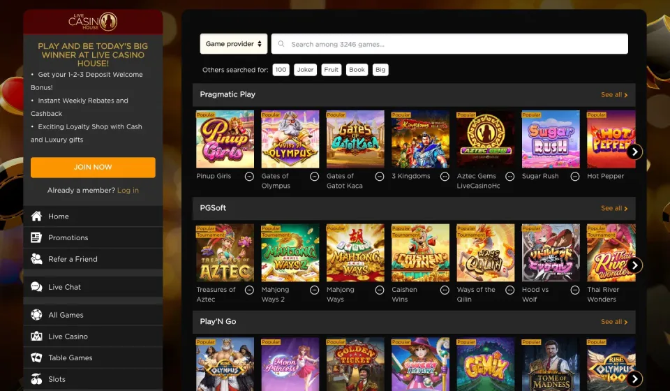 hit rate สล็อต Live Casino House